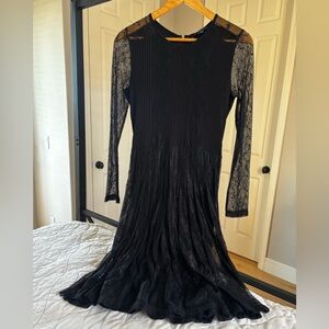 Black Lace Long Sleeve Dress -lined